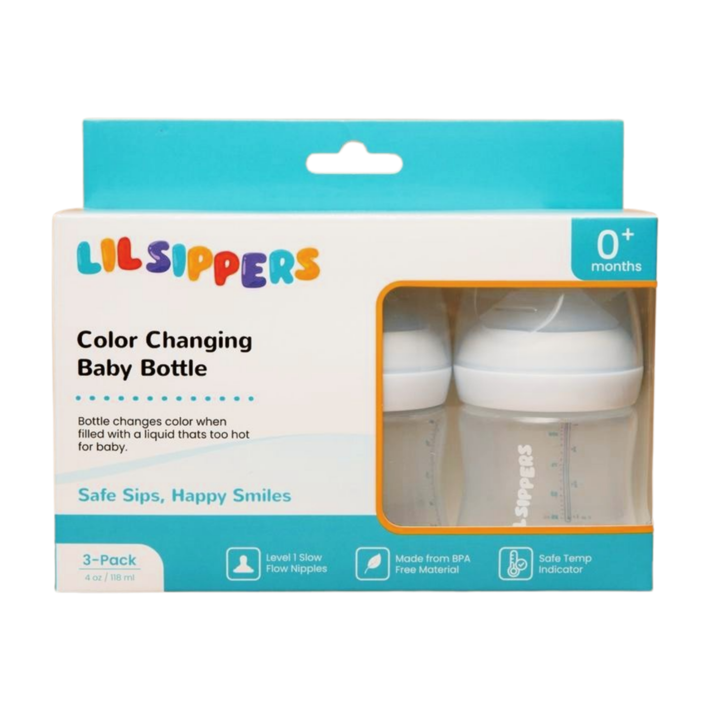 Lil Sippers Color Changing Baby Bottle- 3 Pack 4 oz.