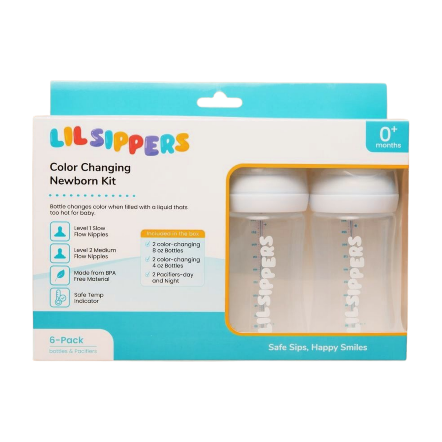 Lil Sippers Color Changing Baby Bottles Newborn Kit - 6 Piece Set